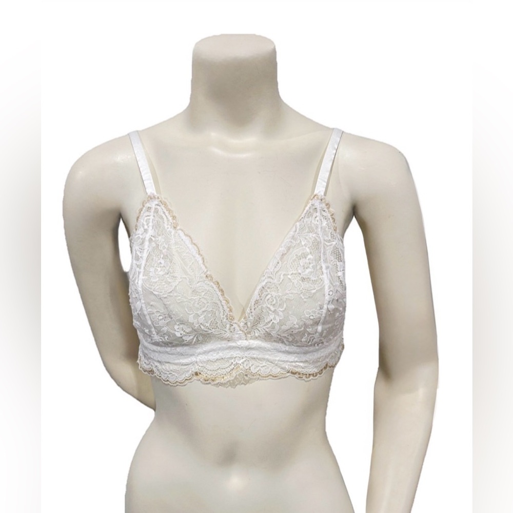 Cosabella Courtney Lace Bralette White & Gold NWT Size L